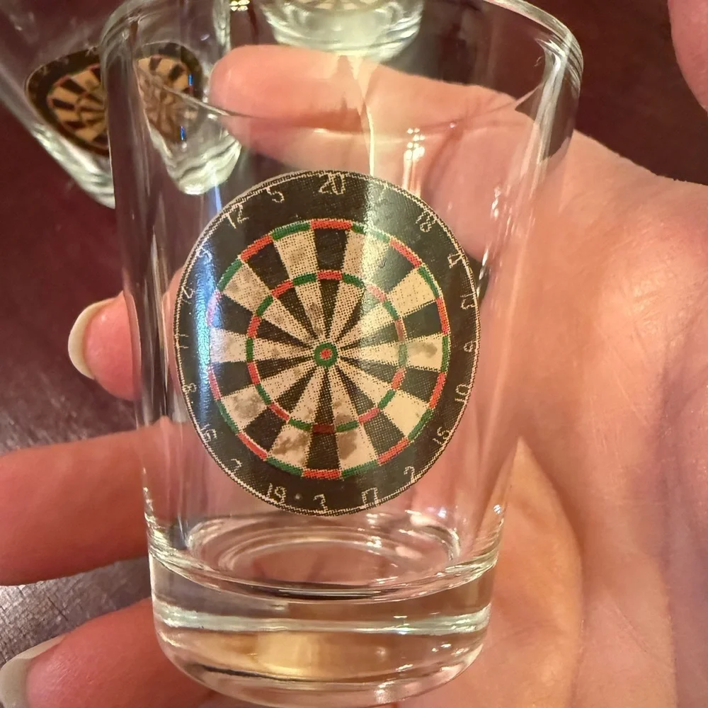 Set of 3 Dart Board Shot Glasses with Dart Stirs